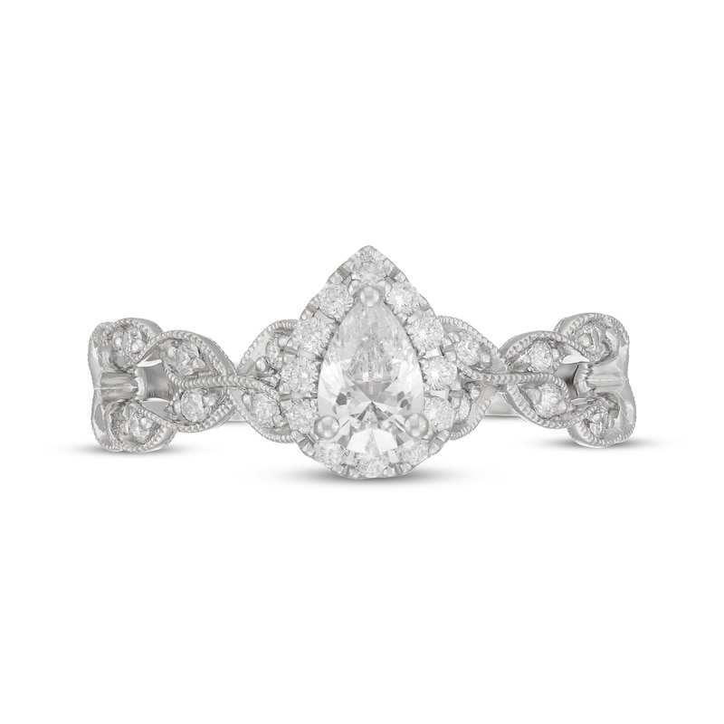 Main Image 3 of Neil Lane Pear-Shaped Diamond Halo Twist Engagement Ring 5/8 ct tw 14K White Gold