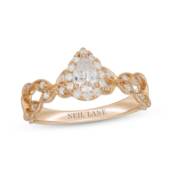 Neil Lane Pear-Shaped Diamond Halo Twist Engagement Ring 5/8 ct tw 14K Yellow Gold