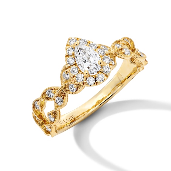 Neil Lane Pear-Shaped Diamond Halo Twist Engagement Ring 5/8 ct tw 14K Yellow Gold