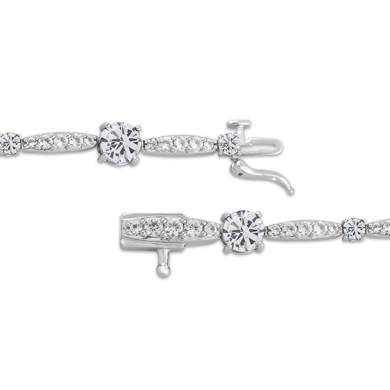 Main Image 3 of White Lab-Created Sapphire Link Bracelet Sterling Silver 7.5"