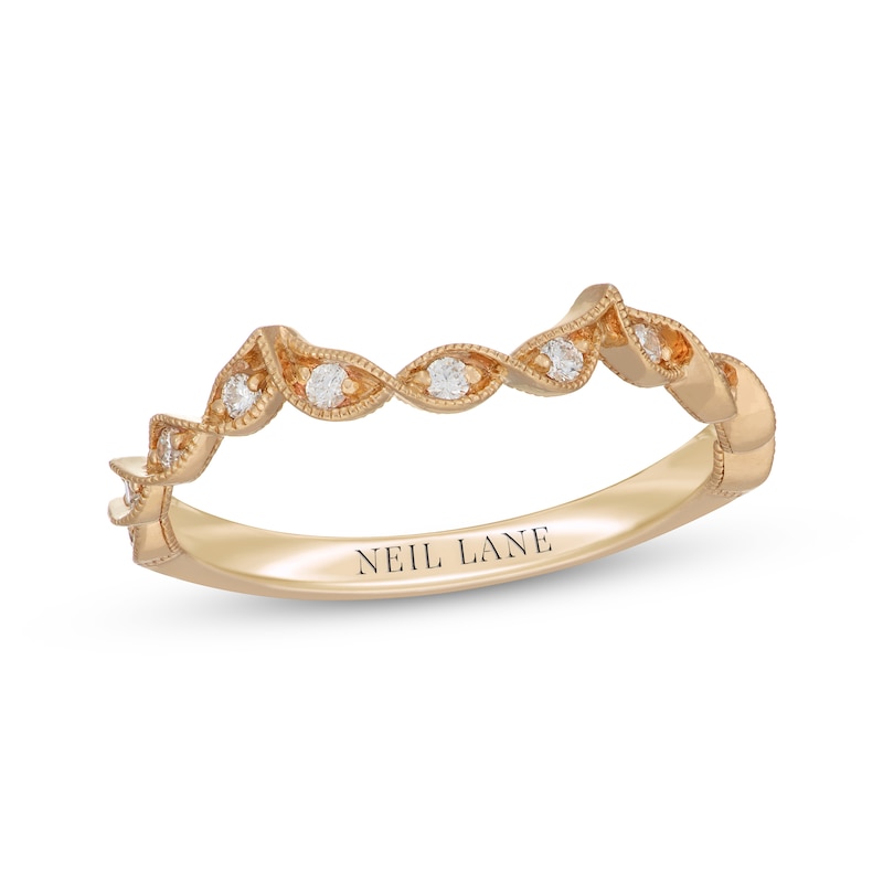 Main Image 1 of Neil Lane Diamond Milgrain Twist Contour Wedding Band 1/8 ct tw 14K Yellow Gold