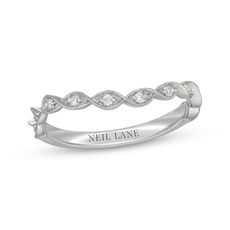 Main Image 1 of Neil Lane Diamond Milgrain Twist Contour Wedding Band 1/10 ct tw 14K White Gold