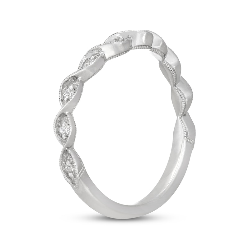 Main Image 2 of Neil Lane Diamond Milgrain Twist Contour Wedding Band 1/10 ct tw 14K White Gold