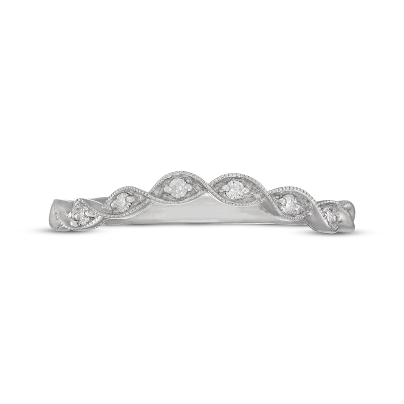 Main Image 3 of Neil Lane Diamond Milgrain Twist Contour Wedding Band 1/10 ct tw 14K White Gold