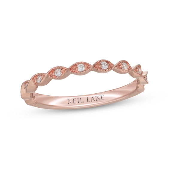 Neil Lane Diamond Milgrain Twist Wedding Band 1/10 ct tw 14K Rose Gold