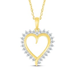Diamond Heart Outline Necklace 1/4 ct tw 10K Yellow Gold 18&quot;