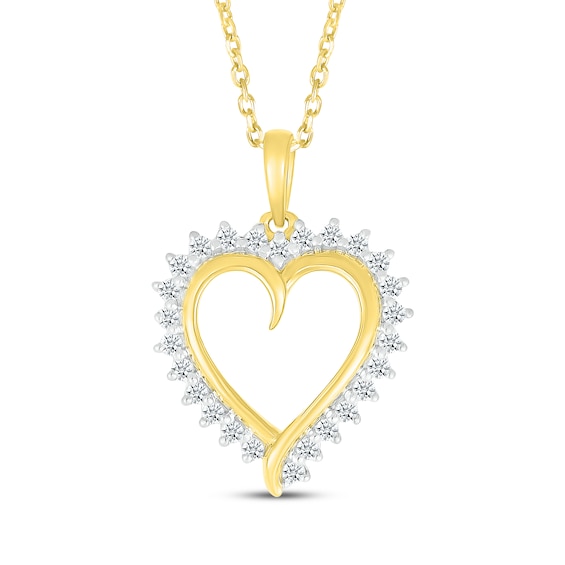 Diamond Heart Outline Necklace 1/4 ct tw 10K Yellow Gold 18"