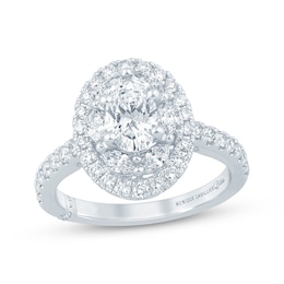 Monique Lhuillier Bliss Oval-Cut Lab-Grown Diamond Halo Engagement Ring 1-5/8 ct tw 18K White Gold