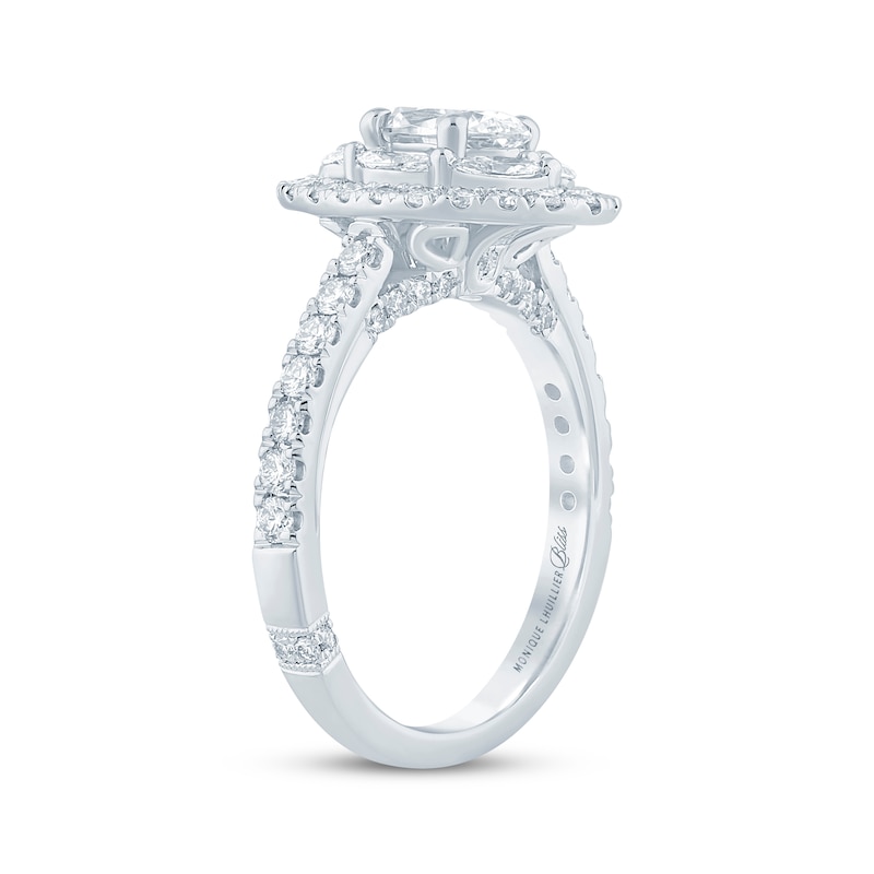 Main Image 2 of Monique Lhuillier Bliss Oval-Cut Lab-Grown Diamond Halo Engagement Ring 1-5/8 ct tw 18K White Gold