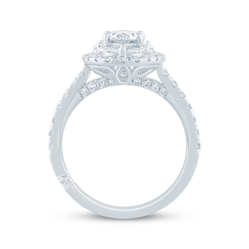 Main Image 3 of Monique Lhuillier Bliss Oval-Cut Lab-Grown Diamond Halo Engagement Ring 1-5/8 ct tw 18K White Gold