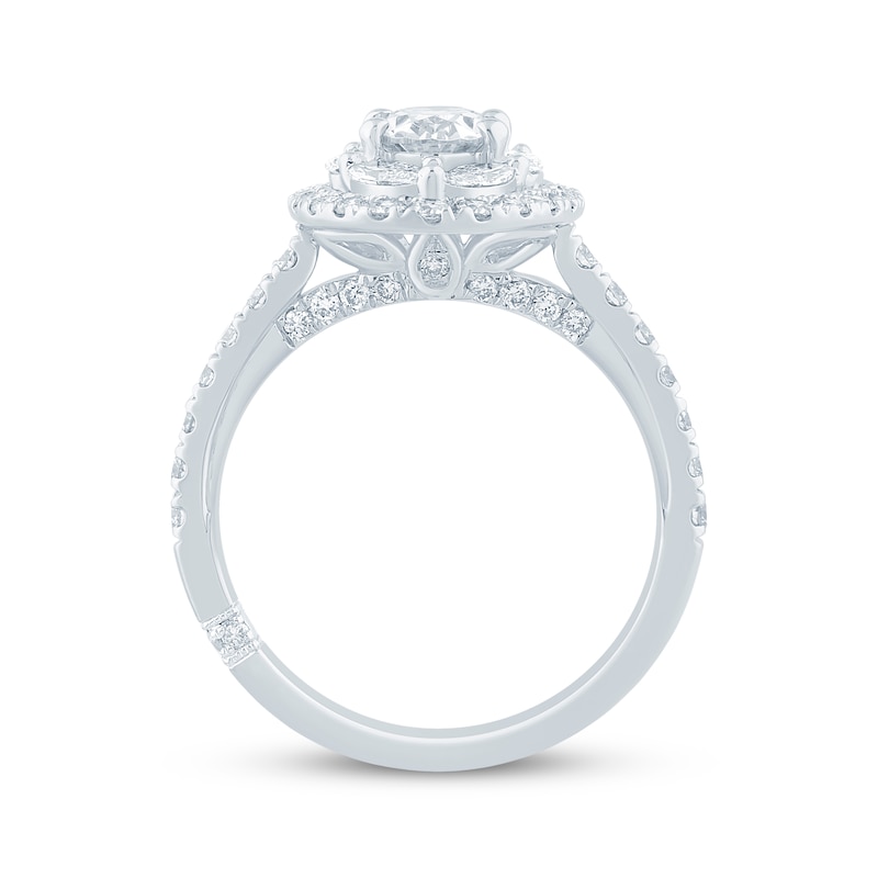 Monique Lhuillier Bliss Oval-Cut Lab-Created Diamond Halo Engagement Ring 1-5/8 ct tw 18K White Gold