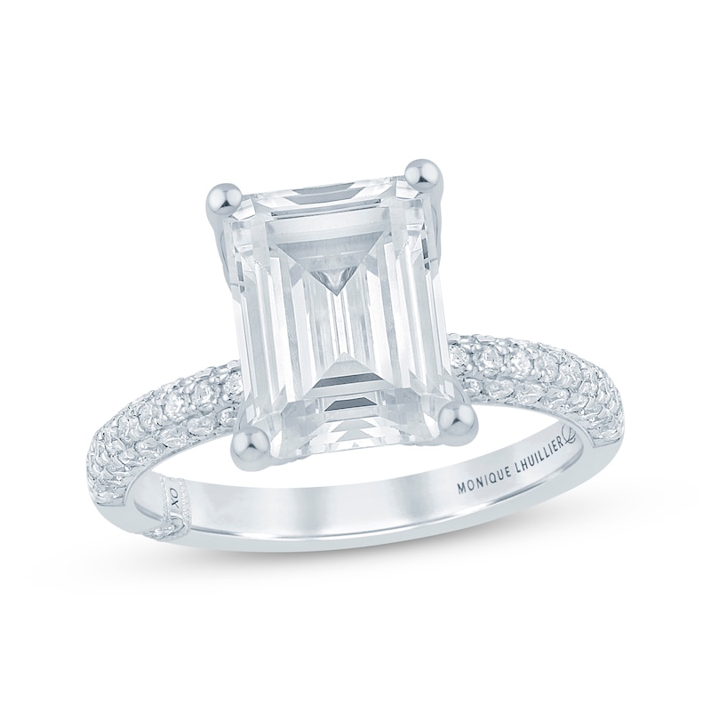Main Image 1 of Monique Lhuillier Bliss Emerald-Cut Lab-Grown Diamond Engagement Ring 3-1/2 ct tw 18K White Gold