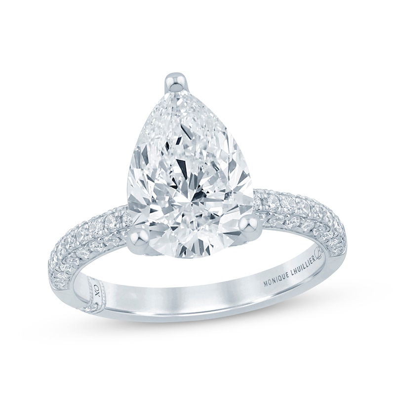 Monique Lhuillier Bliss Pear-Shaped Lab-Created Diamond Engagement Ring 3-1/2 ct tw 18K White Gold
