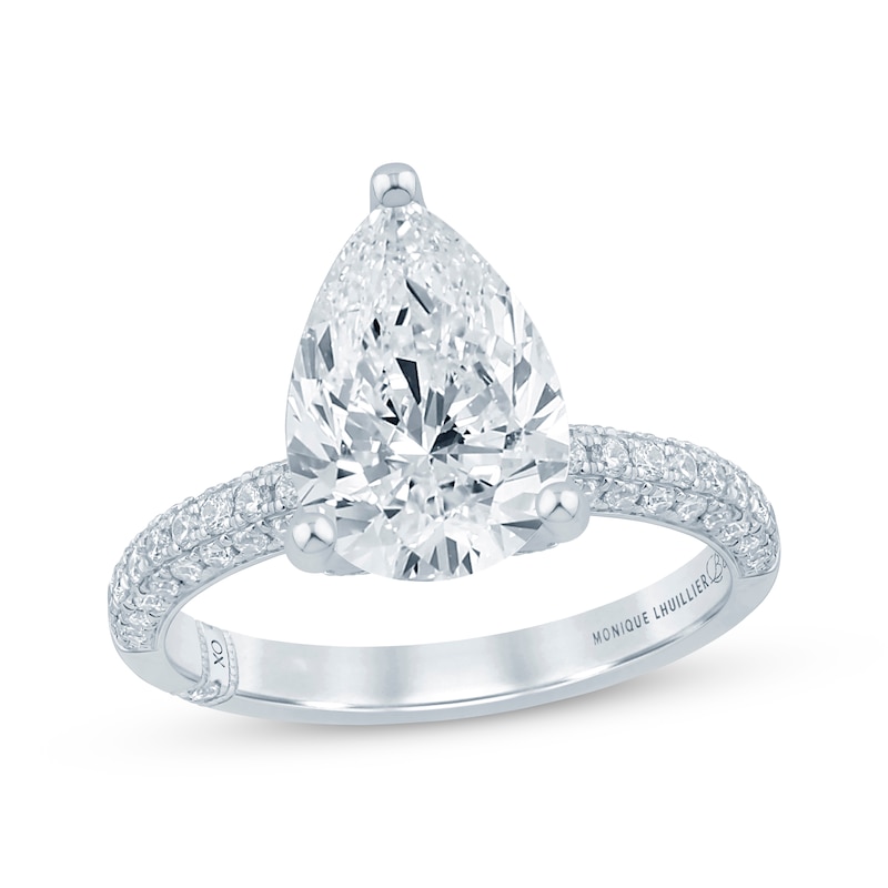 Main Image 1 of Monique Lhuillier Bliss Pear-Shaped Lab-Grown Diamond Engagement Ring 3-1/2 ct tw 18K White Gold