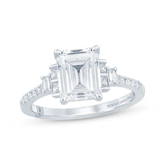 Monique Lhuillier Bliss Emerald-Cut Lab-Grown Diamond Engagement Ring 2-1/4 ct tw 18K White Gold