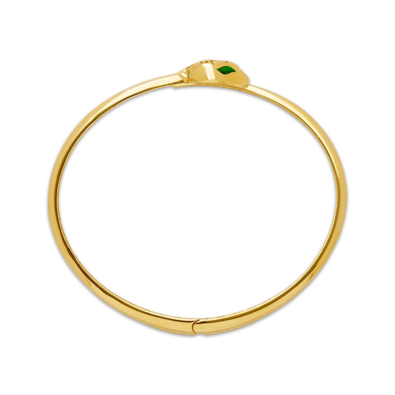 Main Image 3 of Italian Brilliance Diamond-Cut Snake Bangle Bracelet 14K Yellow Gold