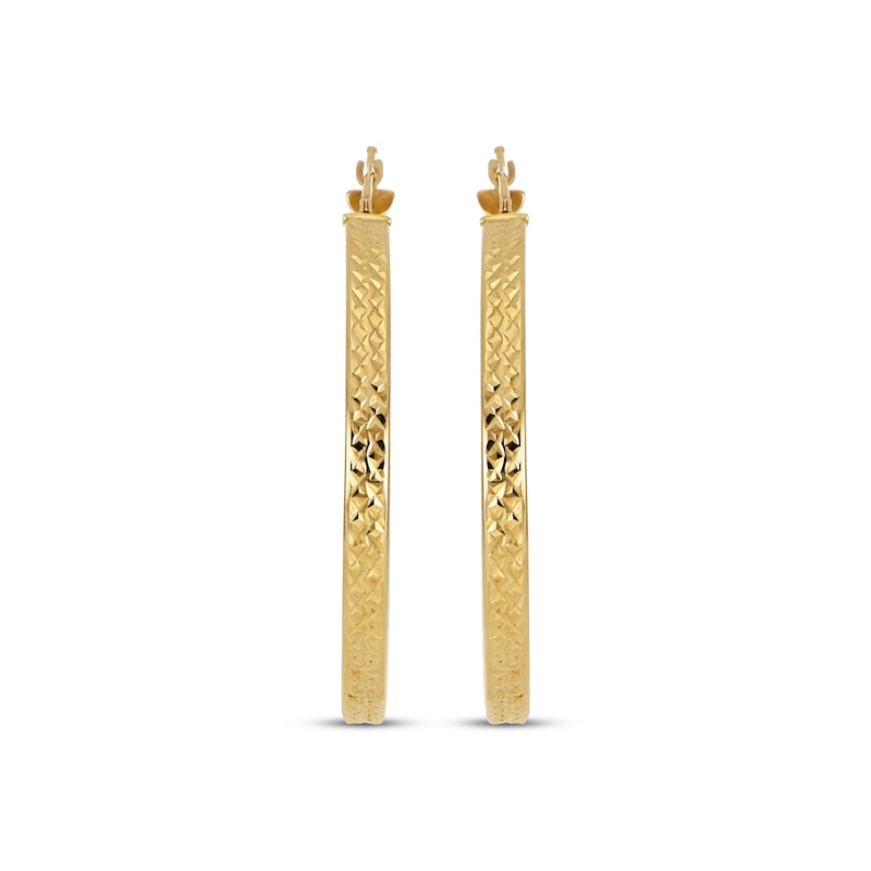 Main Image 2 of Italian Brilliance Textured Inside-Out Hoop Earrings 14K Yellow Gold 40mm