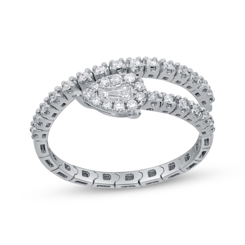 Main Image 1 of Baguette-Cut Diamond Flex Ring 1/4 ct tw 10K White Gold & Titanium Size 6