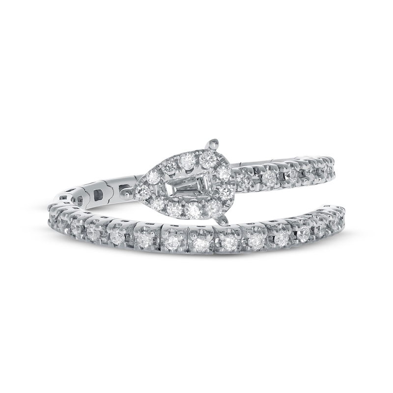 Main Image 2 of Baguette-Cut Diamond Flex Ring 1/4 ct tw 10K White Gold & Titanium Size 6