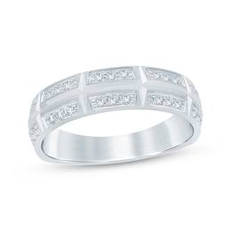 Now + Forever Men's Diamond Angled Wedding Band 1/3 ct tw 10K White Gold