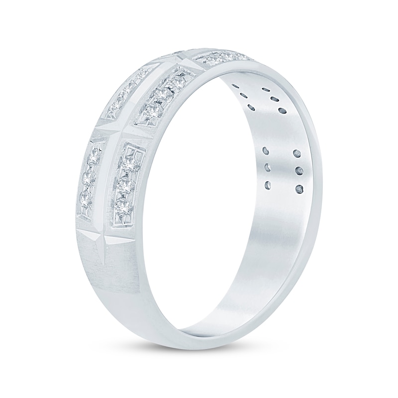 Main Image 2 of Now + Forever Men's Diamond Angled Wedding Band 1/3 ct tw 10K White Gold