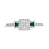 Thumbnail Image 3 of Neil Lane Princess-Cut Diamond & Natural Emerald Three-Stone Engagement Ring 3/4 ct tw 14K White Gold