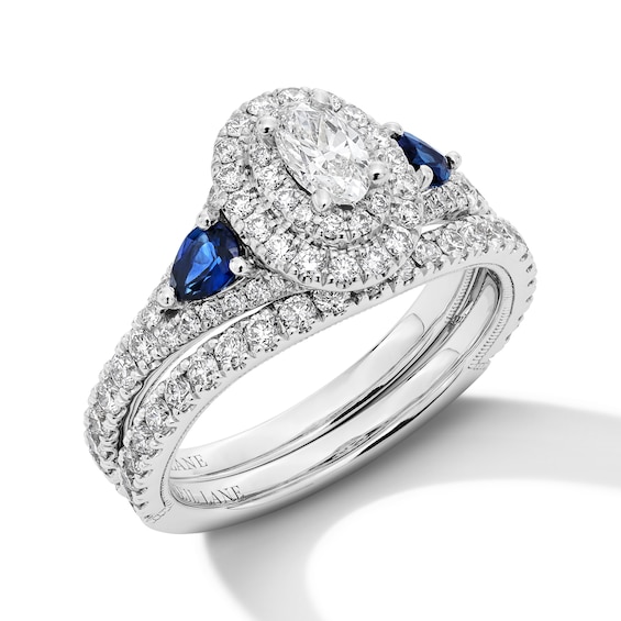 Neil Lane Oval-Cut Diamond & Natural Blue Sapphire Bridal Set 1-1/4 ct tw 14K White Gold