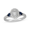 Thumbnail Image 4 of Neil Lane Oval-Cut Diamond & Natural Sapphire Double Halo Engagement Ring 7/8 ct tw 14K White Gold