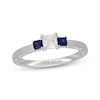 Thumbnail Image 4 of Neil Lane Princess-Cut Diamond & Natural Sapphire Three-Stone Engagement Ring 3/8 ct tw 14K White Gold