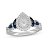 Thumbnail Image 4 of Neil Lane Pear-Shaped Diamond & Natural Sapphire Double Halo Engagement Ring 3/4 ct tw 14K White Gold