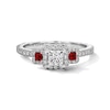 Thumbnail Image 8 of Neil Lane Princess-Cut Diamond & Natural Ruby Three-Stone Engagement Ring 3/4 ct tw 14K White Gold