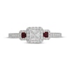 Thumbnail Image 6 of Neil Lane Princess-Cut Diamond & Natural Ruby Three-Stone Engagement Ring 3/4 ct tw 14K White Gold