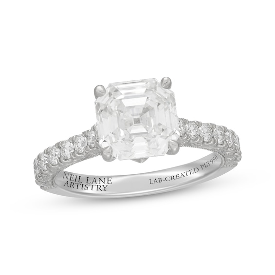 Neil Lane Artistry Heritage Square Emerald-Cut Lab-Grown Diamond Engagement Ring 3-5/8 ct tw Platinum