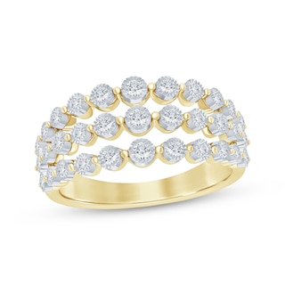 Now + Forever Diamond Three-Row Anniversary Ring 1/4 ct tw 14K Yellow Gold