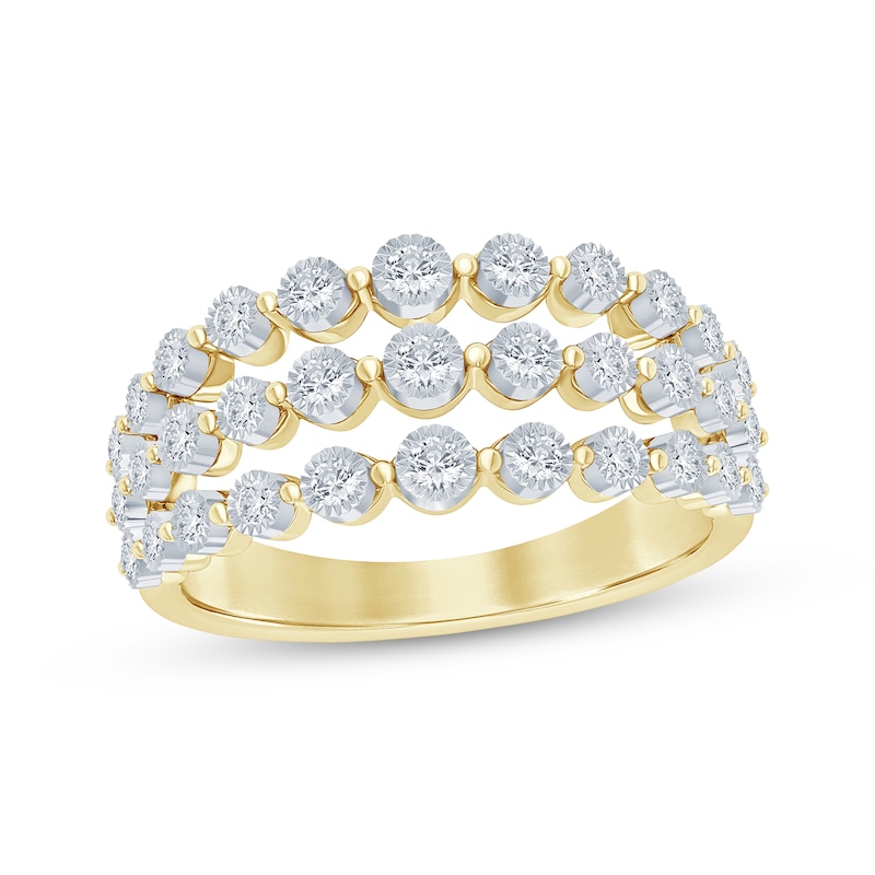 Main Image 1 of Now + Forever Diamond Three-Row Anniversary Ring 1/4 ct tw 14K Yellow Gold