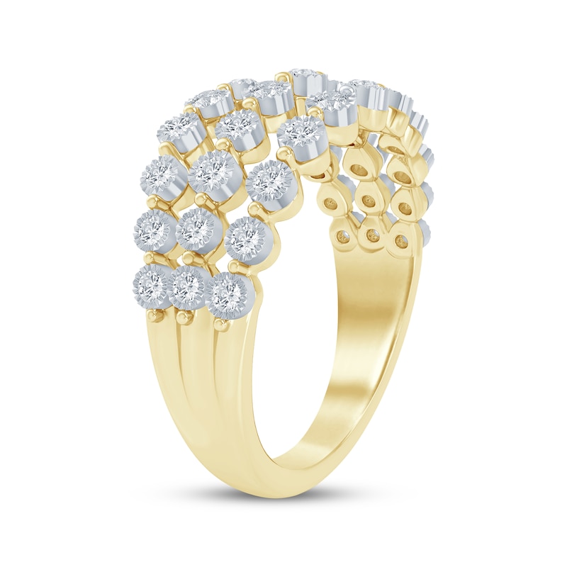 Main Image 2 of Now + Forever Diamond Three-Row Anniversary Ring 1/4 ct tw 14K Yellow Gold
