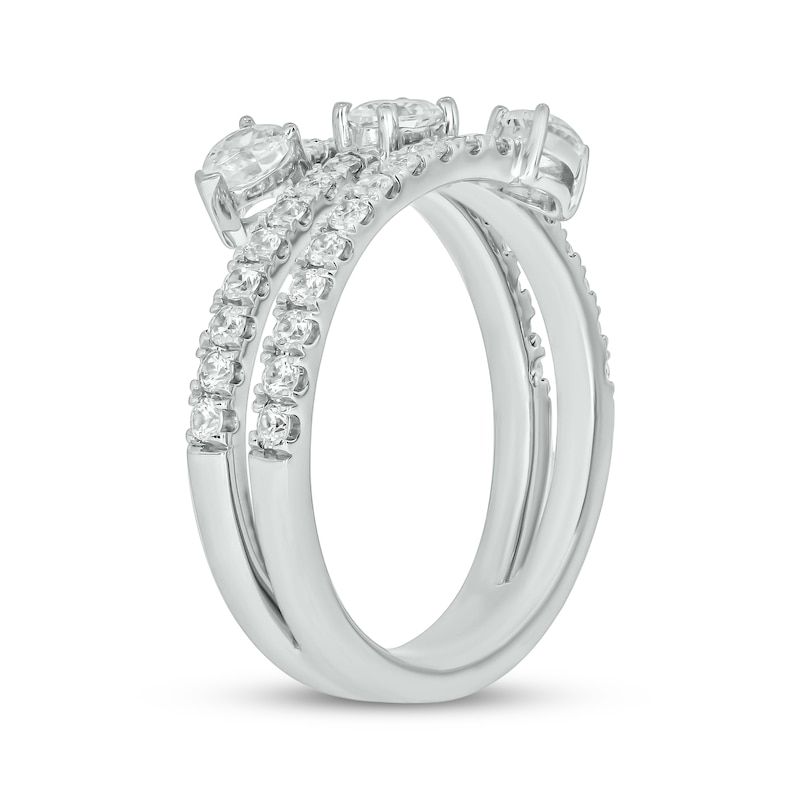 Main Image 2 of Pear, Oval & Round-Cut Diamond Three-Row Spiral Ring 1 ct tw 14K White Gold