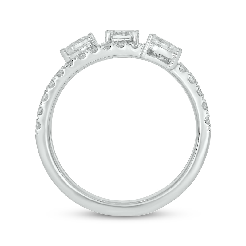 Main Image 3 of Pear, Oval & Round-Cut Diamond Three-Row Spiral Ring 1 ct tw 14K White Gold