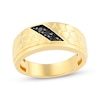 Thumbnail Image 1 of Now + Forever Men's Black Diamond Three-Stone Nugget Wedding Band 1/6 ct tw 10K Yellow Gold