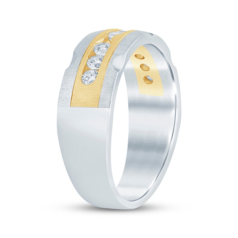 Main Image 2 of Now + Forever Men's Diamond Trios Wedding Band 1/2 ct tw 10K Two-Tone Gold