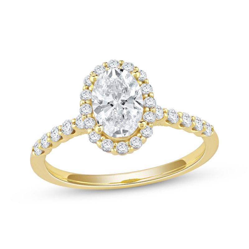 Main Image 1 of Now + Forever Lab-Grown Diamonds Oval-Cut Halo Engagement Ring 1-1/2 ct tw 14K Yellow Gold