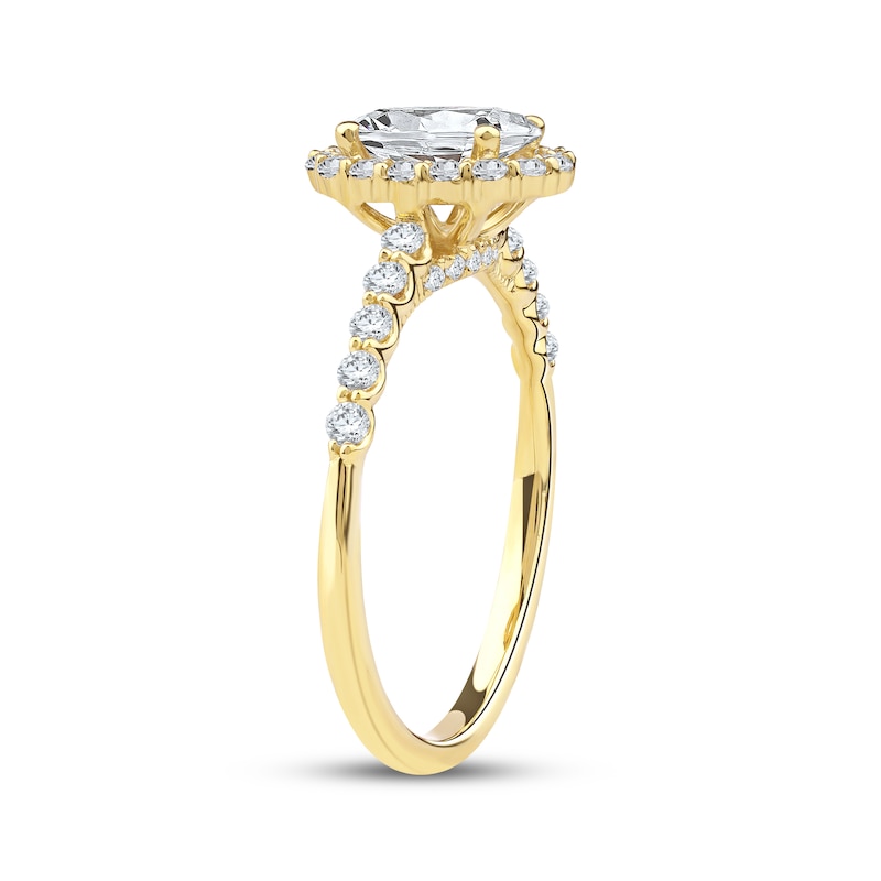 Main Image 2 of Now + Forever Lab-Grown Diamonds Oval-Cut Halo Engagement Ring 1-1/2 ct tw 14K Yellow Gold