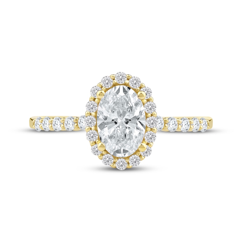 Main Image 3 of Now + Forever Lab-Grown Diamonds Oval-Cut Halo Engagement Ring 1-1/2 ct tw 14K Yellow Gold