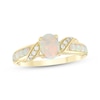 Thumbnail Image 1 of Lab-Created Opal & Diamond Ring 1/20 ct tw 10K Yellow Gold