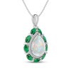 Thumbnail Image 2 of Pear-Shaped Lab-Created Opal, Lab-Created Emerald & White Lab-Created Sapphire Necklace Sterling Silver 18"