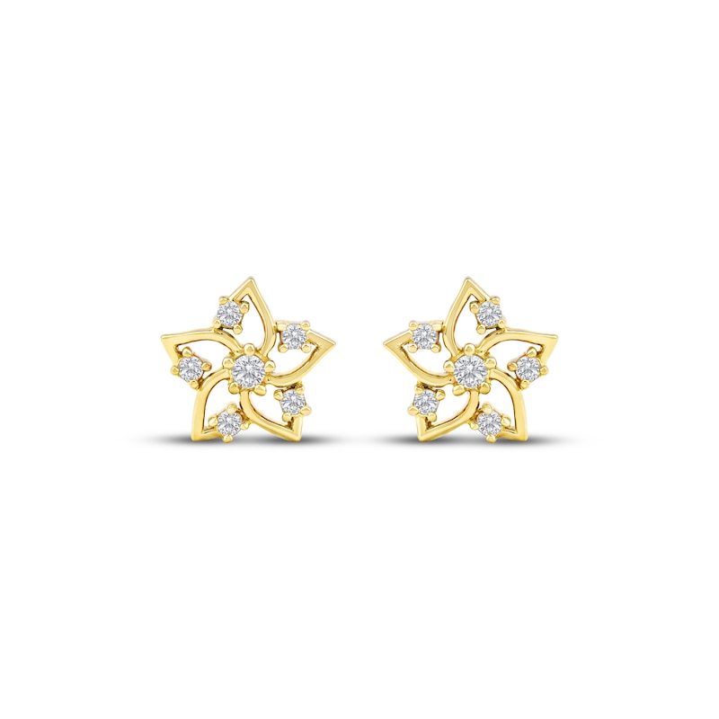 Main Image 2 of Diamond Flower Stud Earrings 1/10 ct tw 10K Yellow Gold