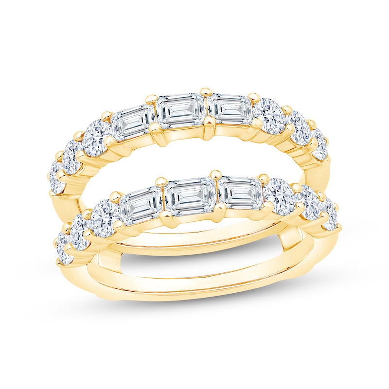 Main Image 1 of Now + Forever Lab-Grown Diamonds Emerald-Cut & Round-Cut Enhancer Ring 2 ct tw 14K Yellow Gold