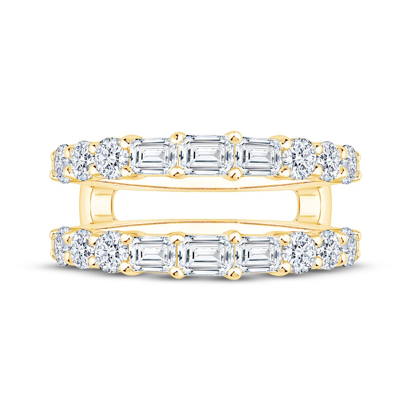 Main Image 3 of Now + Forever Lab-Grown Diamonds Emerald-Cut & Round-Cut Enhancer Ring 2 ct tw 14K Yellow Gold