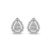 Thumbnail Image 2 of Baguette & Round-Cut Multi-Diamond Teardrop Stud Earrings 1/6 ct tw Sterling Silver