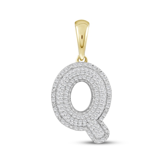 Diamond Puff Letter Q Initial Charm 1/3 ct tw 10K Yellow Gold
